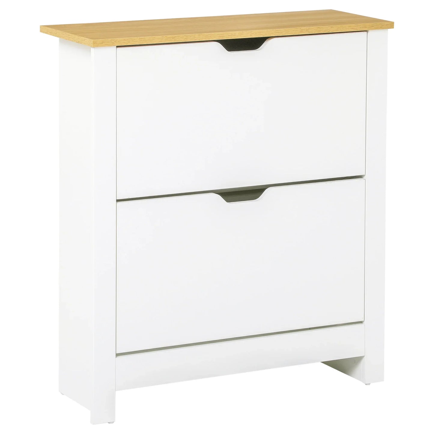 HOMCOM Moderner Schuhschrank Eingangsbereich Schuhregal für 12 Paare Schuhe mit Klappschubladen und verstellbaren Regalen Schmale Schuhablage für Flur 72x26x80 cm Weiß