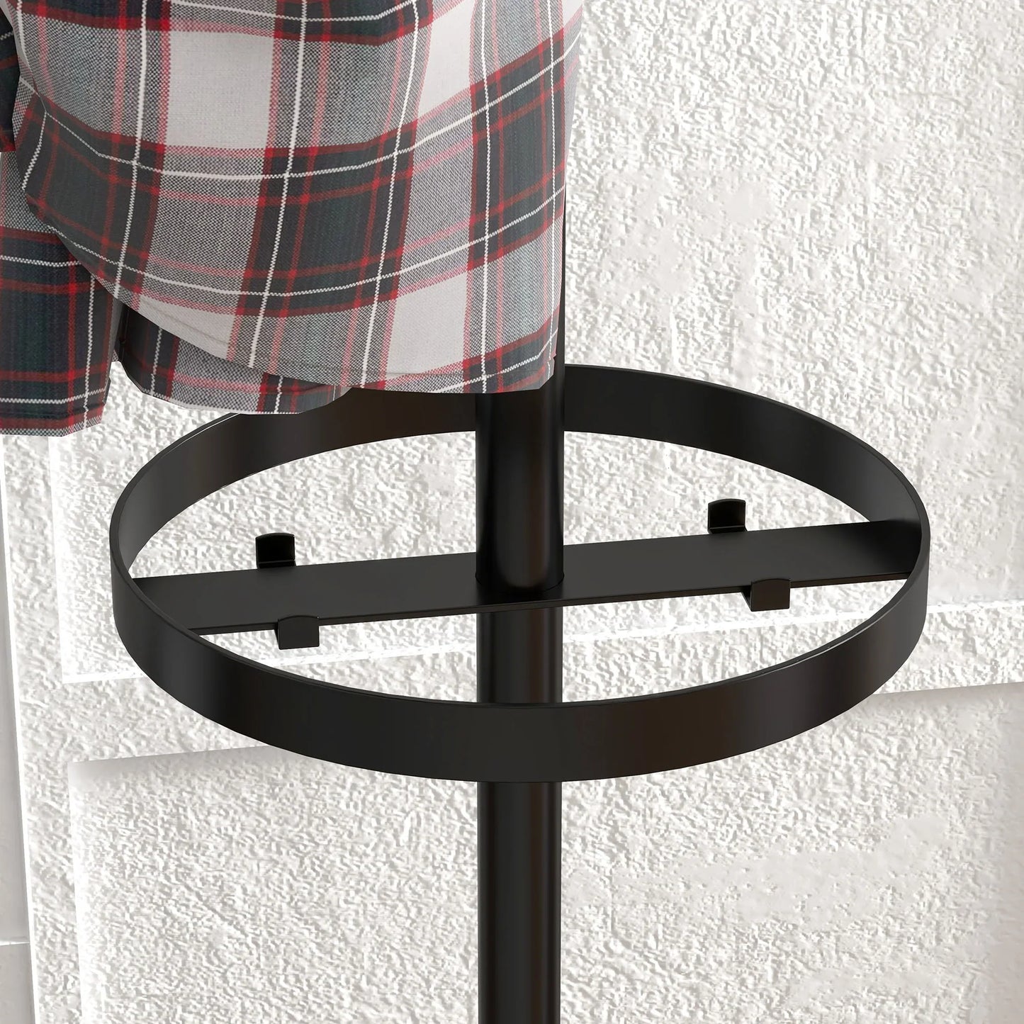 HOMCOM Freistehender Garderobenständer mit Regenschirmständer – Metall-Garderobe mit 12 Haken für Regenschirme und Taschen, Baumform für Flur, Eingangsbereich, Schlafzimmer Ø34x177 cm Schwarz