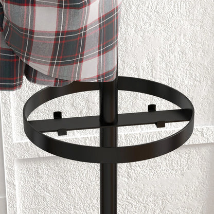 HOMCOM Freistehender Garderobenständer mit Regenschirmständer – Metall-Garderobe mit 12 Haken für Regenschirme und Taschen, Baumform für Flur, Eingangsbereich, Schlafzimmer Ø34x177 cm Schwarz