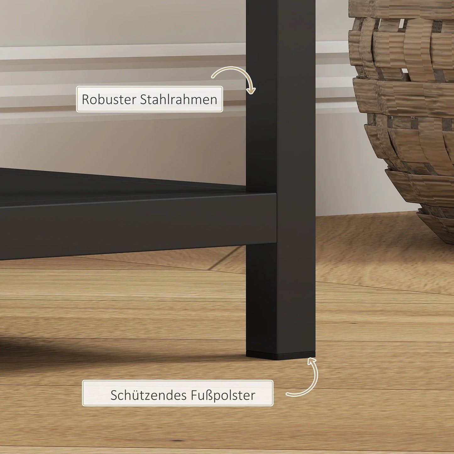 HOMCOM Konsolentisch Flurtisch mit 4 Regalen, Seitentisch mit Stahlrahmen, Metallregal für kleine Räume, Eingangsbereich, Flur, Wohnzimmer, 110 x 30 x 75 cm Schwarz