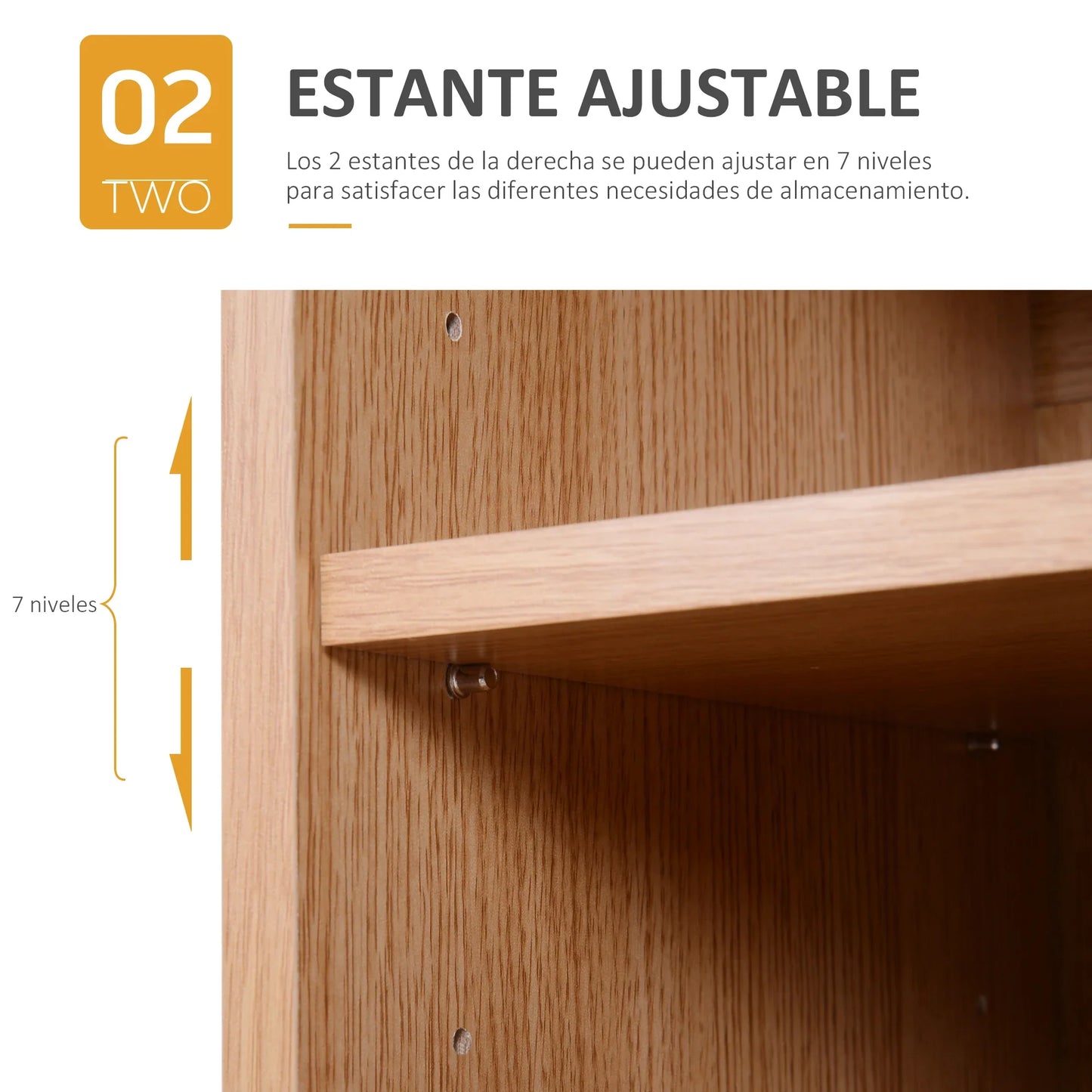 HOMCOM Konsolenschrank Niedriger Schrank Multifunktionaler Stauraumorganisator für Küche, Esszimmer, Wohnzimmer, Badezimmer mit Türen und verstellbaren Regalen 80x32x91 cm