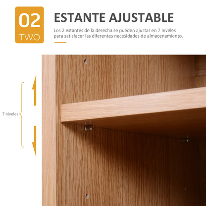 HOMCOM Konsolenschrank Niedriger Schrank Multifunktionaler Stauraumorganisator für Küche, Esszimmer, Wohnzimmer, Badezimmer mit Türen und verstellbaren Regalen 80x32x91 cm