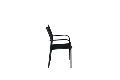 2er Set - Gartenstuhl Ronda aus Textilene und Aluminiumgestell in Schwarz