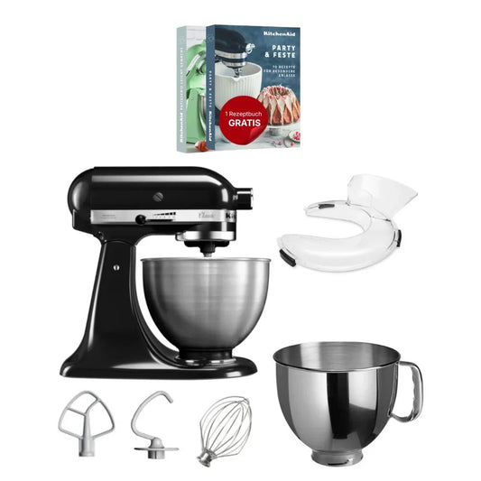 KitchenAid 4,3 L 5K45SS Classic Küchenmaschine Set 2 + Schüssel 4,8 L + Spritzschutz