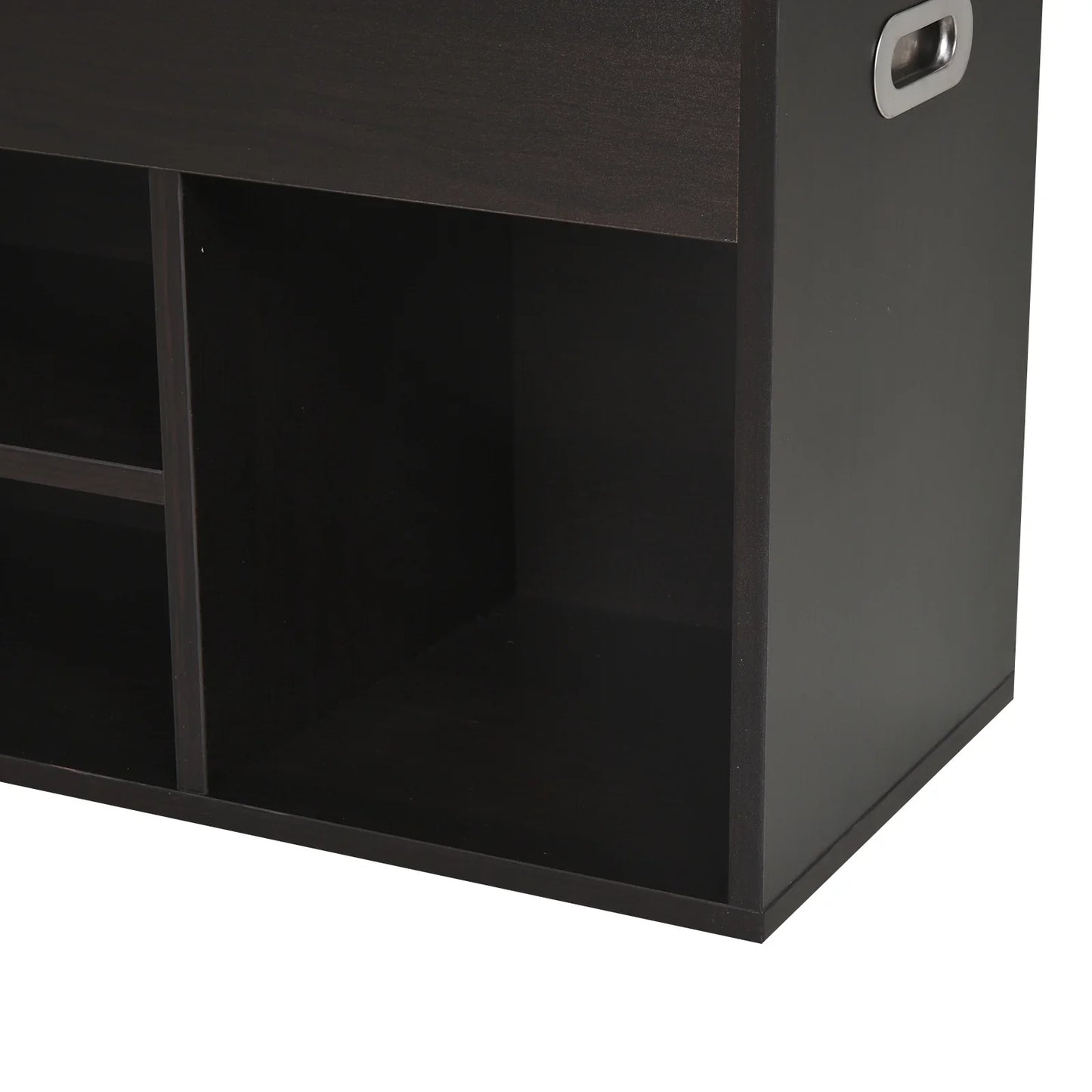 HOMCOM Gepolsteter Schuhschrank für den Eingangsbereich, Schuhschrank mit Schuhregal, 3 Fächer, Sitzfläche aus PU-Leder, für Wohn- und Flurbereich, 80x30x43 cm, Schwarz