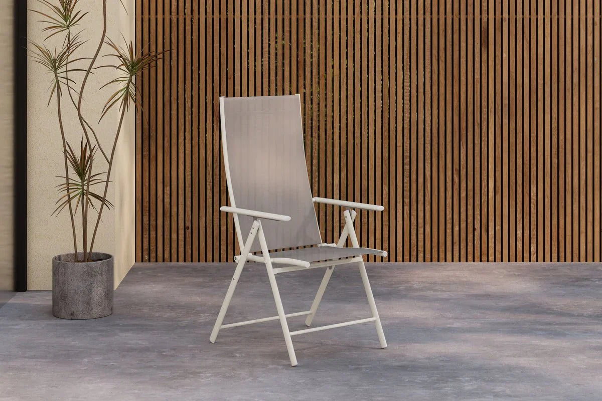 2er Set Gartenstuhl Miro - klappbarer Stuhl in Beige oder Schwarz aus Stahl und Textilene