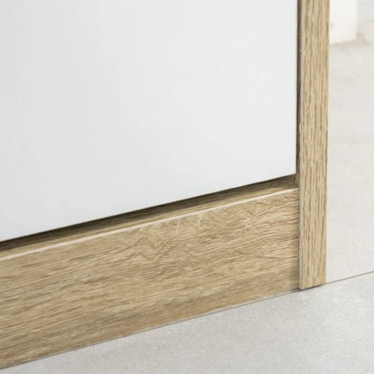 HOMCOM Schuhschrank aus Holz mit 2 Klapptüren und 4 Ablagefächern für 8 Paar Schuhe für Flur, Diele, Schlafzimmer 62,5x26x81 cm Weiß und Natur
