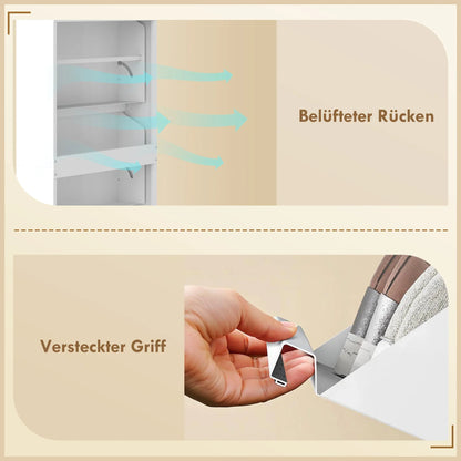 HOMCOM Metall-Schuhschrank mit 3 Klappen — schlanker wandmontierter Schuhschrank für 6 Paar, 55 x 15 x 105,5 cm, Weiß
