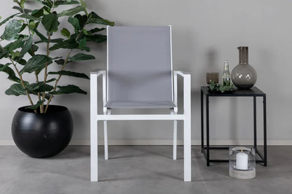 2er Set Gartenstuhl Ina - ein weiß-grauer Stuhl aus Aluminium und Textilene