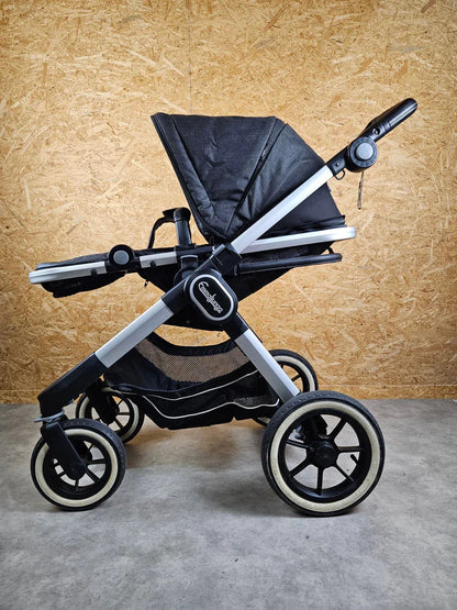 Emmaljunga - NXT90 Flat Outdoor Buggy Kinderwagen (Gestell und Sportsitz) - Schwarz in gutem Zustand