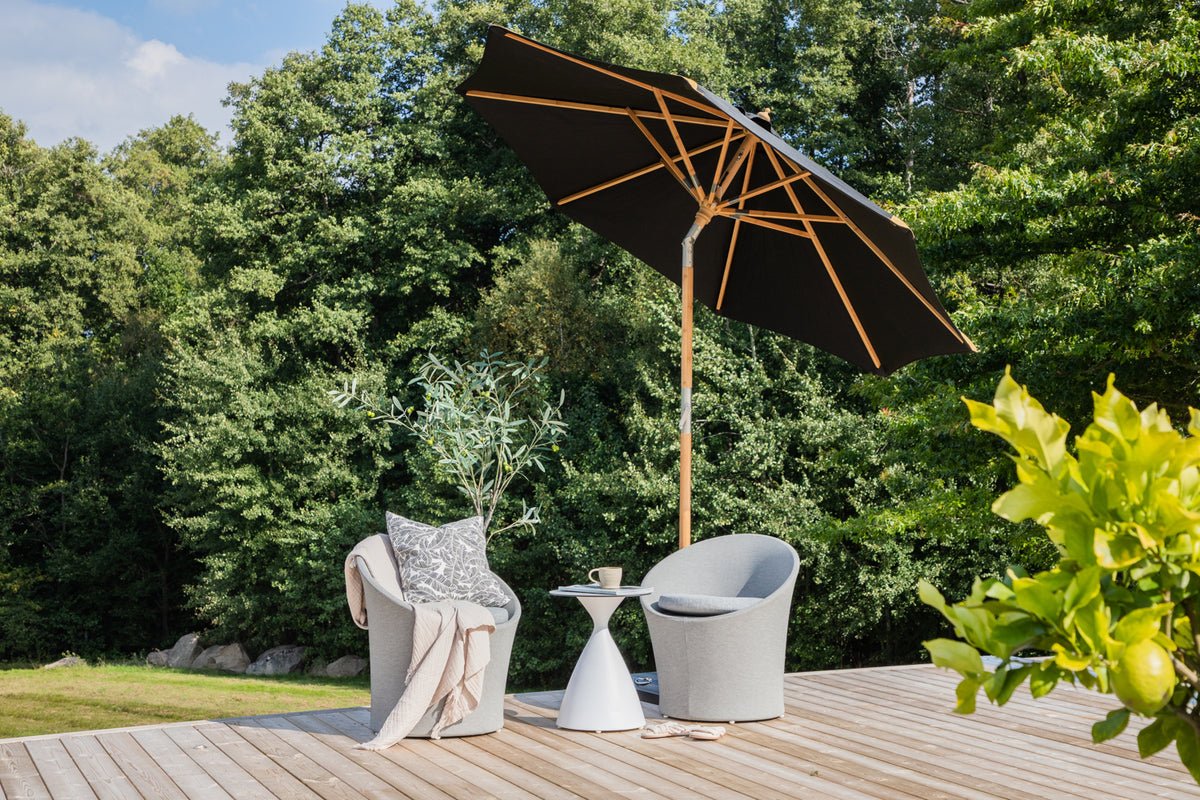 Garten Sonnenschirm Boho – Ø270 cm in wahlweise Schwarz oder Grau