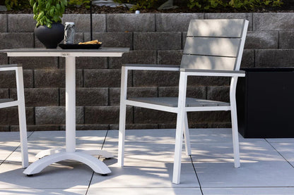 2er Set - Gartenstuhl Vita in Weiß/Grau aus Aluminium und Aintwood-Sitzfläche