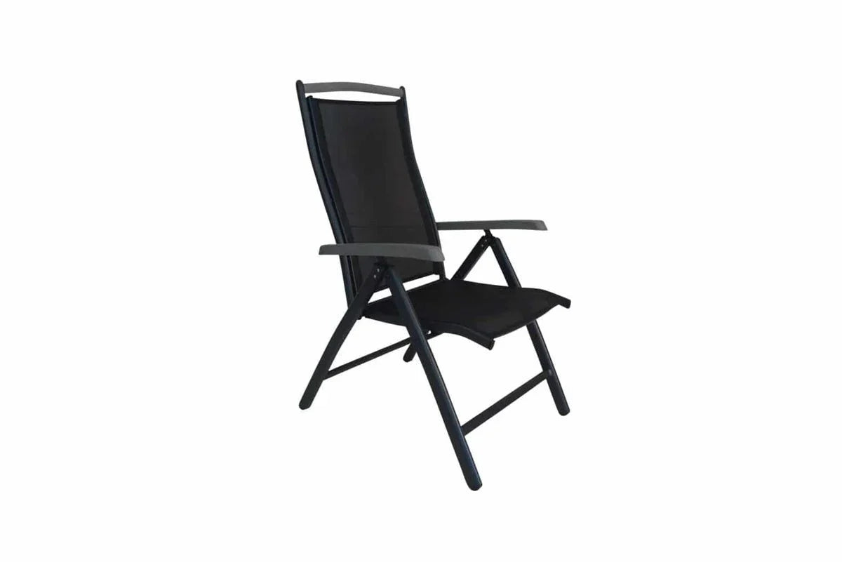 2er Set Gartenstuhl Aurelio - in Schwarz in 5 Positionen einstellbar