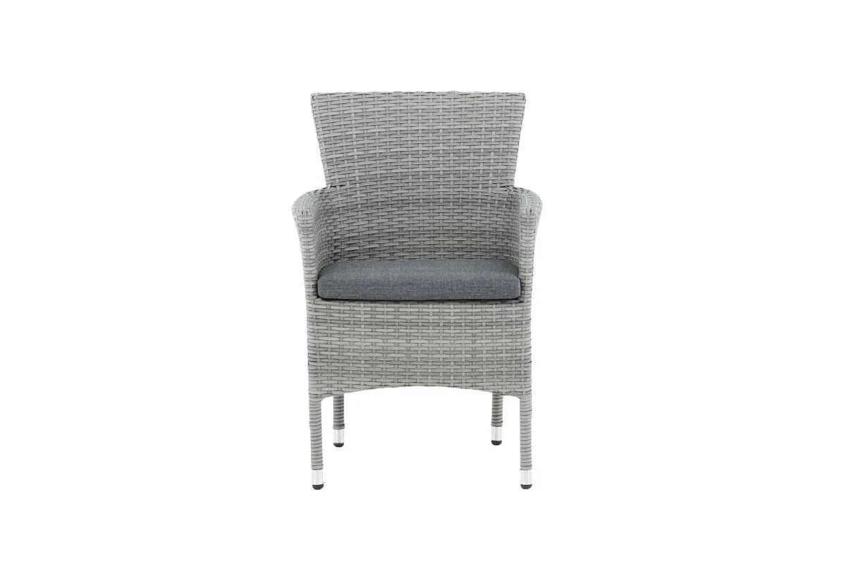 2er Set Gartenstuhl Isla - grauer Stuhl aus Aluminium und Rattan inklusive Sitzkissen