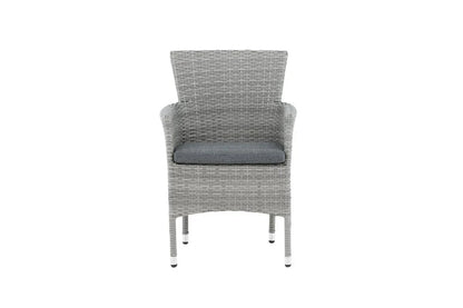 2er Set Gartenstuhl Isla - grauer Stuhl aus Aluminium und Rattan inklusive Sitzkissen