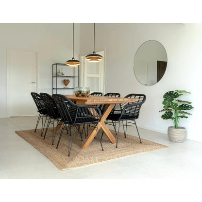 2er Set - Gartenstuhl Firenze Schwarz aus Stahl/Polyrattan