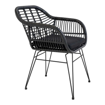 2er Set - Gartenstuhl Firenze Schwarz aus Stahl/Polyrattan