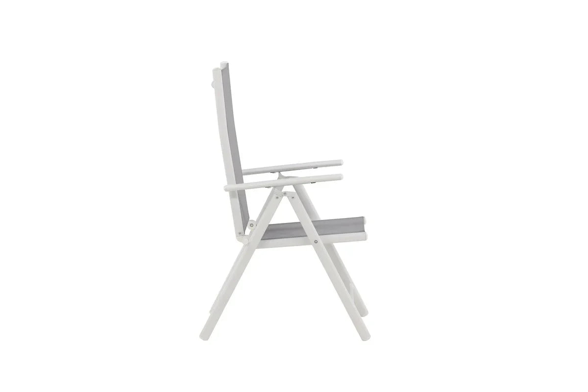 2er Set Gartenstuhl Awa - weißes Gestell aus Aluminium, Sitzfläche aus Textilene, verstellbare Rückenlehne