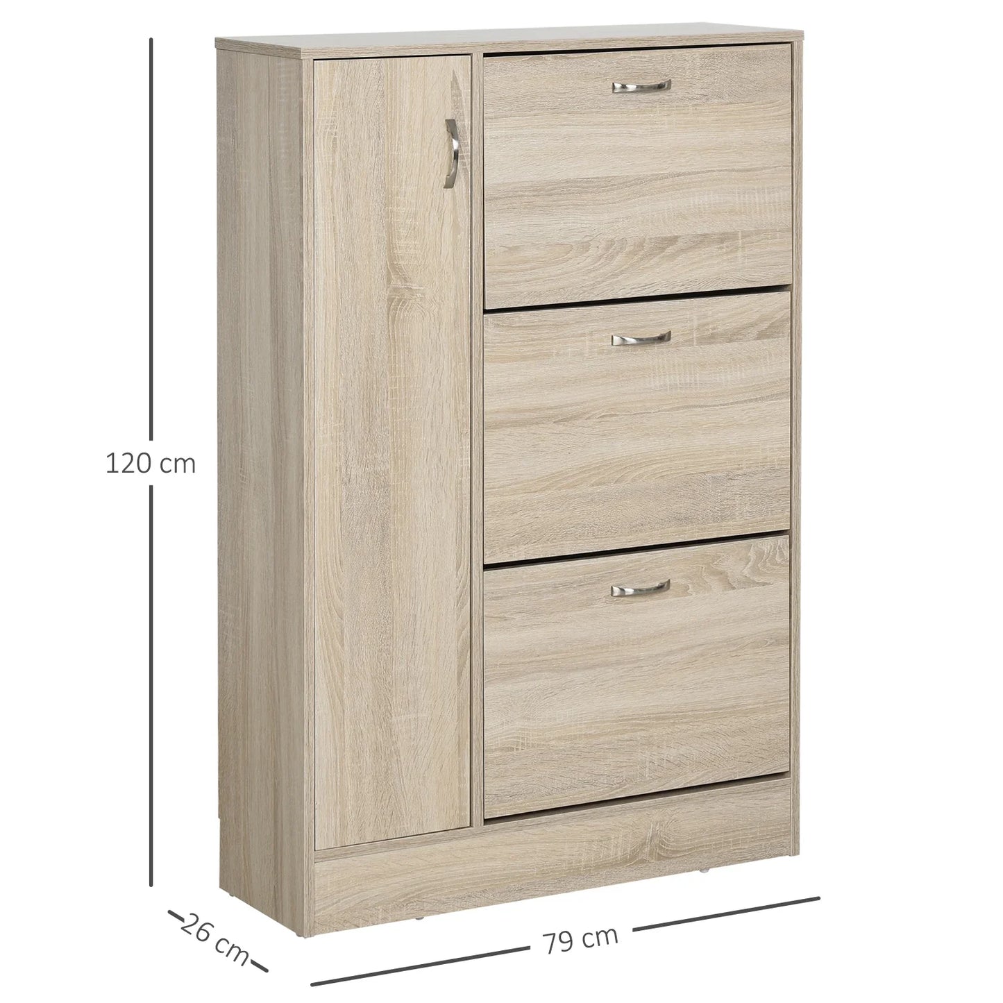HOMCOM 2-in-1 Schuhschrank für Schuhe und Regenschirme, Großer Schrank mit verstellbarem Regal für 12 Paar, 79x26x120 cm, Holz