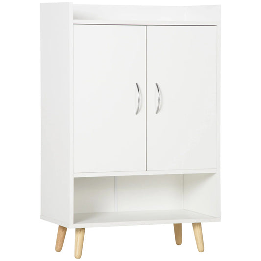 HOMCOM Moderner Schuhschrank mit 2 Türen und 4 Regalen für 12 Paar Schuhe, Ideal für Eingangsbereich, Wohnzimmer, Schlafzimmer 60x30x92 cm Weiß