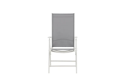 2er Set Gartenstuhl Awa - weißes Gestell aus Aluminium, Sitzfläche aus Textilene, verstellbare Rückenlehne