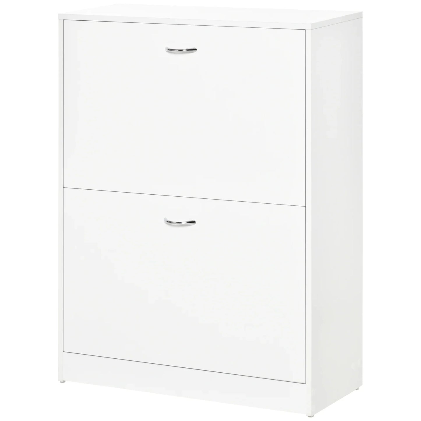 HOMCOM Moderner Schuhschrank für den Eingangsbereich - Schuhregal schmal mit 2 Schubladen und verstellbaren Regalen für Flur 60x24x80 cm Weiß