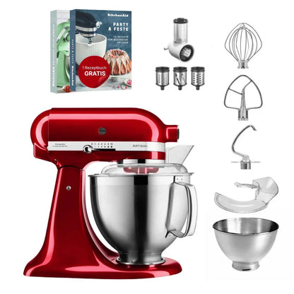 KitchenAid 4,8 L 5KSM185 Artisan Küchenmaschine Beginnerset Artisan Gemüseschneider+Flexirührer