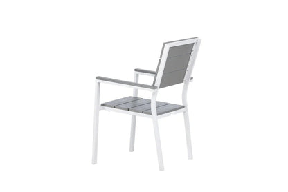 2er Set - Gartenstuhl Vita in Weiß/Grau aus Aluminium und Aintwood-Sitzfläche