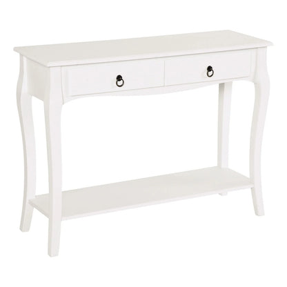 HOMCOM Konsolentisch Sideboard für Wohnzimmer und Flur, Akzenttisch mit Schubladen und Regal, elegantes Design 100x33x75cm Hochglanz Weiß