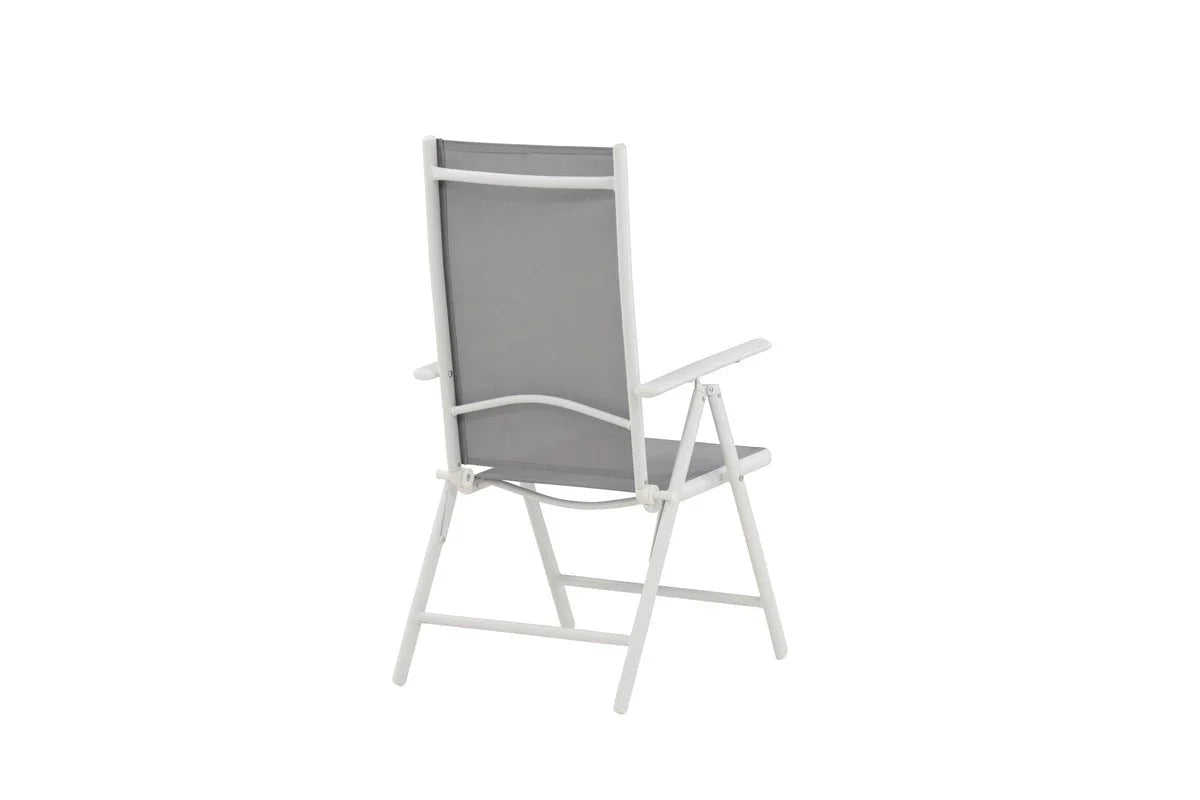 2er Set Gartenstuhl Awa - weißes Gestell aus Aluminium, Sitzfläche aus Textilene, verstellbare Rückenlehne
