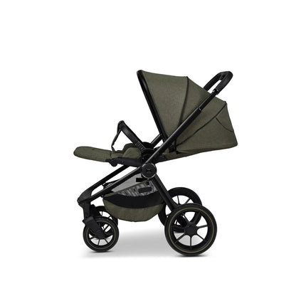 MOON SPORT moss/melange, Sportwagen-Buggy mit Liegefunktion, bis 22kg, UV-Schutz 50+, zusammenklappbar, großer Korb, Kollektion 2025