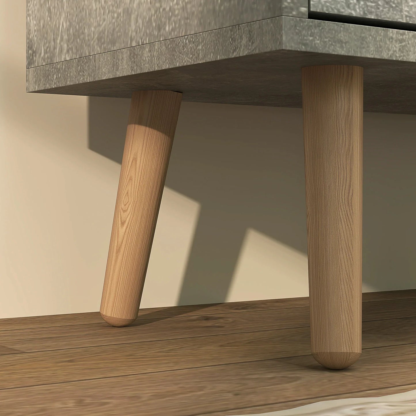 HOMCOM Schuhschrank für den Eingangsbereich mit 4 Klapptüren auf 2 Ebenen für 16 Paar Schuhe, platzsparender Schuhschrank mit verstellbaren Regalen aus Spanplatte und Kiefernholz, 95x26x95 cm, Grau