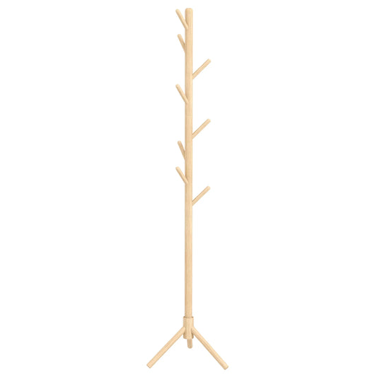 HOMCOM Freistehender Kleiderständer mit 8 Haken - Holz Kleiderbaum für Flur, Eingangsbereich, Schlafzimmer 40x40x165 cm Natur