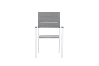 2er Set - Gartenstuhl Vita in Weiß/Grau aus Aluminium und Aintwood-Sitzfläche