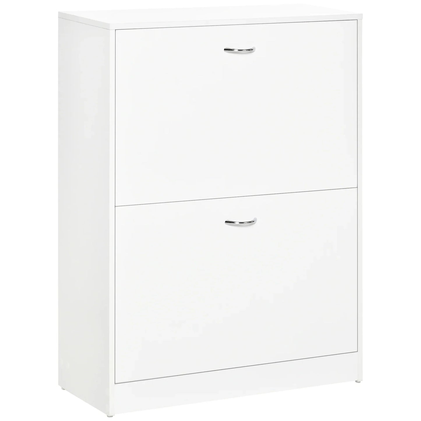 HOMCOM Moderner Schuhschrank für den Eingangsbereich - Schuhregal schmal mit 2 Schubladen und verstellbaren Regalen für Flur 60x24x80 cm Weiß