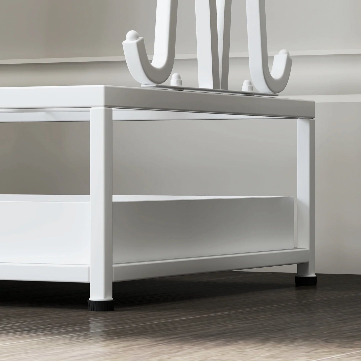 HOMCOM Moderner Rechteckiger Regenschirmständer aus Stahl mit 24 Haken, 21 Fächern und Abnehmbarem Tropfteller für Eingangsbereich und Büro 50x24x68 cm Weiß