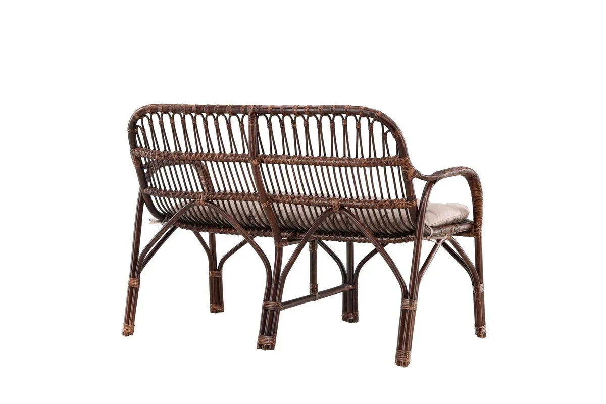 Gartenbank Tobias - Aus Rattan in der Farbe Dunkelwalnuss