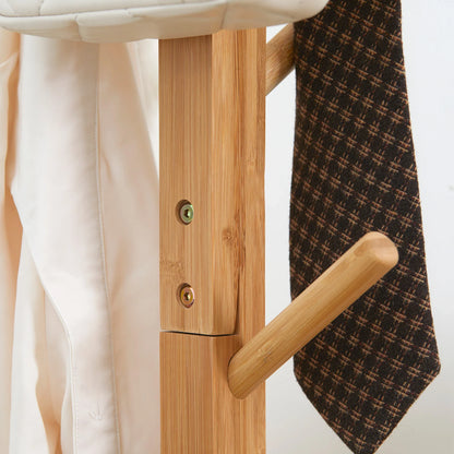 HOMCOM Kleiderständer mit 8 Haken, Bambus Kleiderständer für Schlafzimmer, Ausstellungen, Waschraum, Naturholz
