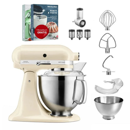 KitchenAid 4,8 L 5KSM185 Artisan Küchenmaschine Beginnerset Artisan Gemüseschneider+Flexirührer