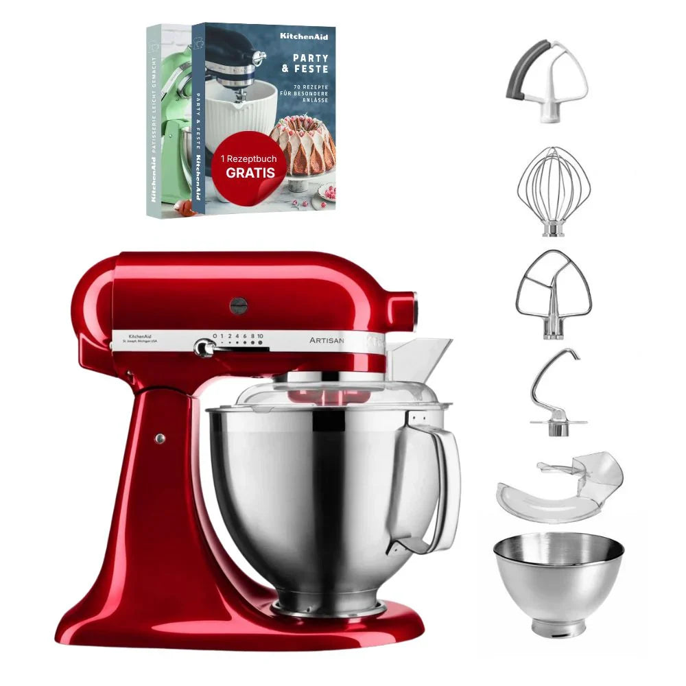 KitchenAid 4,8 L 5KSM185 Artisan Küchenmaschine Flexiset Artisan + Flexirührer