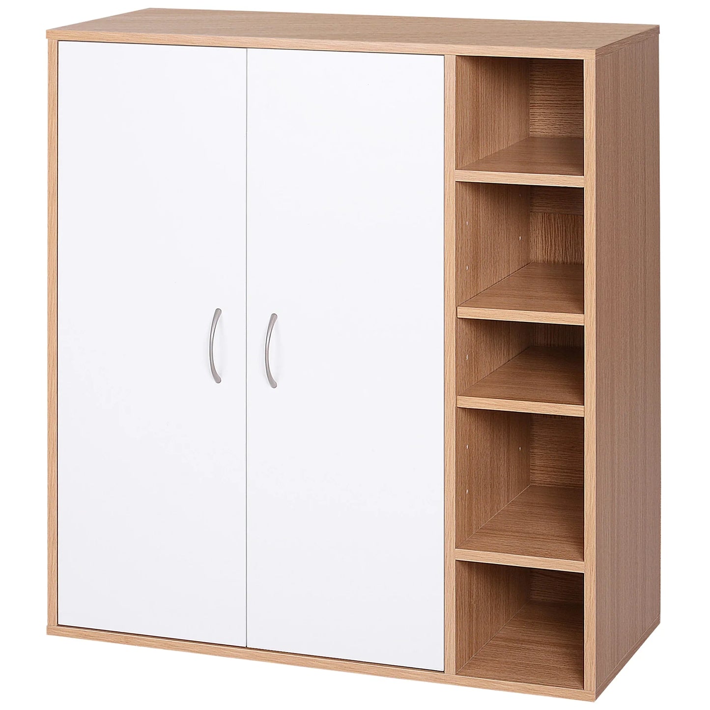 HOMCOM Konsolenschrank Niedriger Schrank Multifunktionaler Stauraumorganisator für Küche, Esszimmer, Wohnzimmer, Badezimmer mit Türen und verstellbaren Regalen 80x32x91 cm