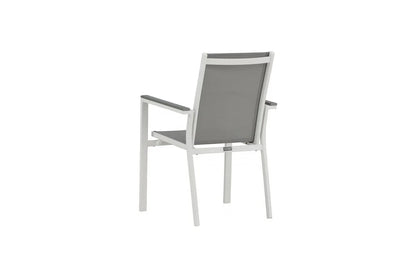 2er Set Gartenstuhl Ina - ein weiß-grauer Stuhl aus Aluminium und Textilene