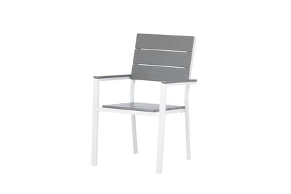 2er Set - Gartenstuhl Vita in Weiß/Grau aus Aluminium und Aintwood-Sitzfläche