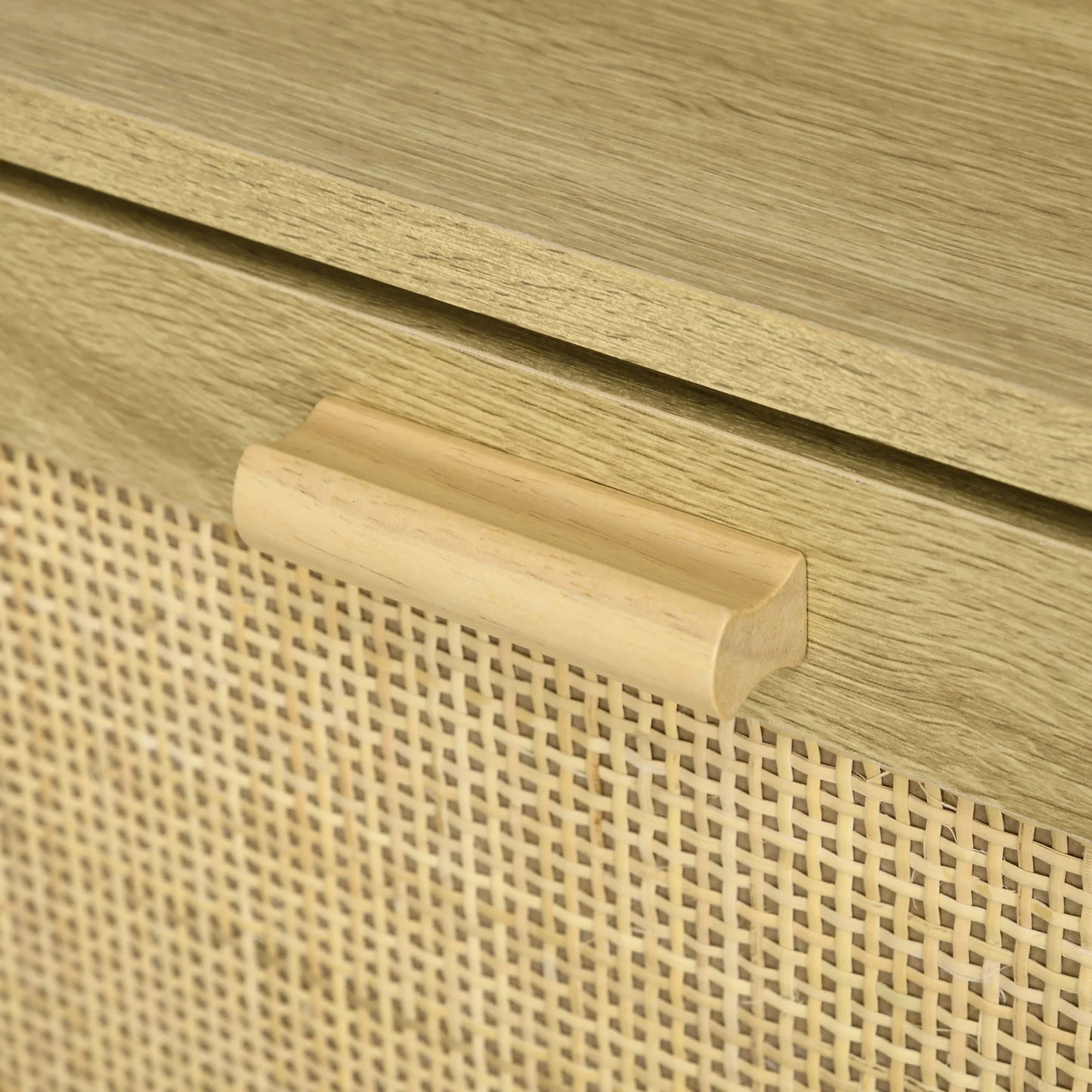 HOMCOM Schuhschrank für den Eingangsbereich im Bohemian-Stil – Schuhschrank für 18 Paar Schuhe mit 2 Klappschubladen und 1 offenen Regal – Schmaler Schuhschrank für Flur 80x24,5x110 cm Eiche