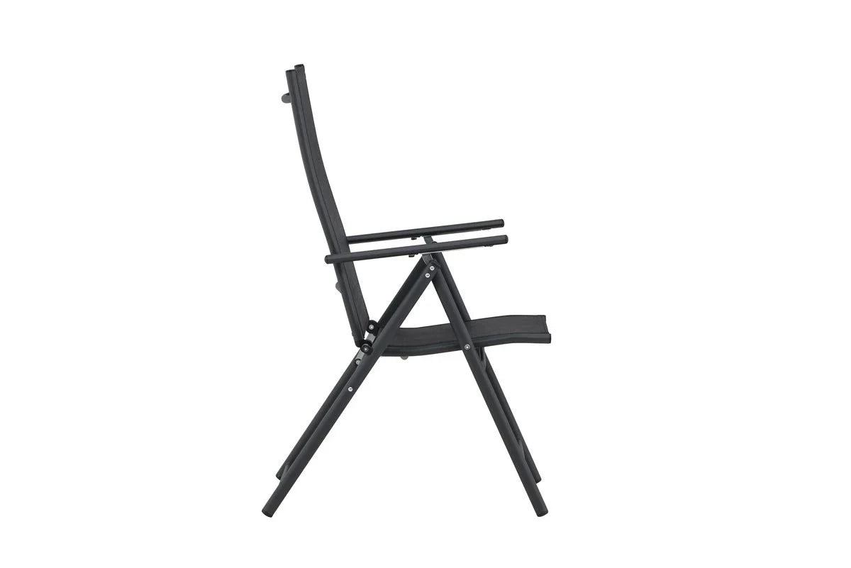2er Set Gartenstuhl Miro - klappbarer Stuhl in Beige oder Schwarz aus Stahl und Textilene