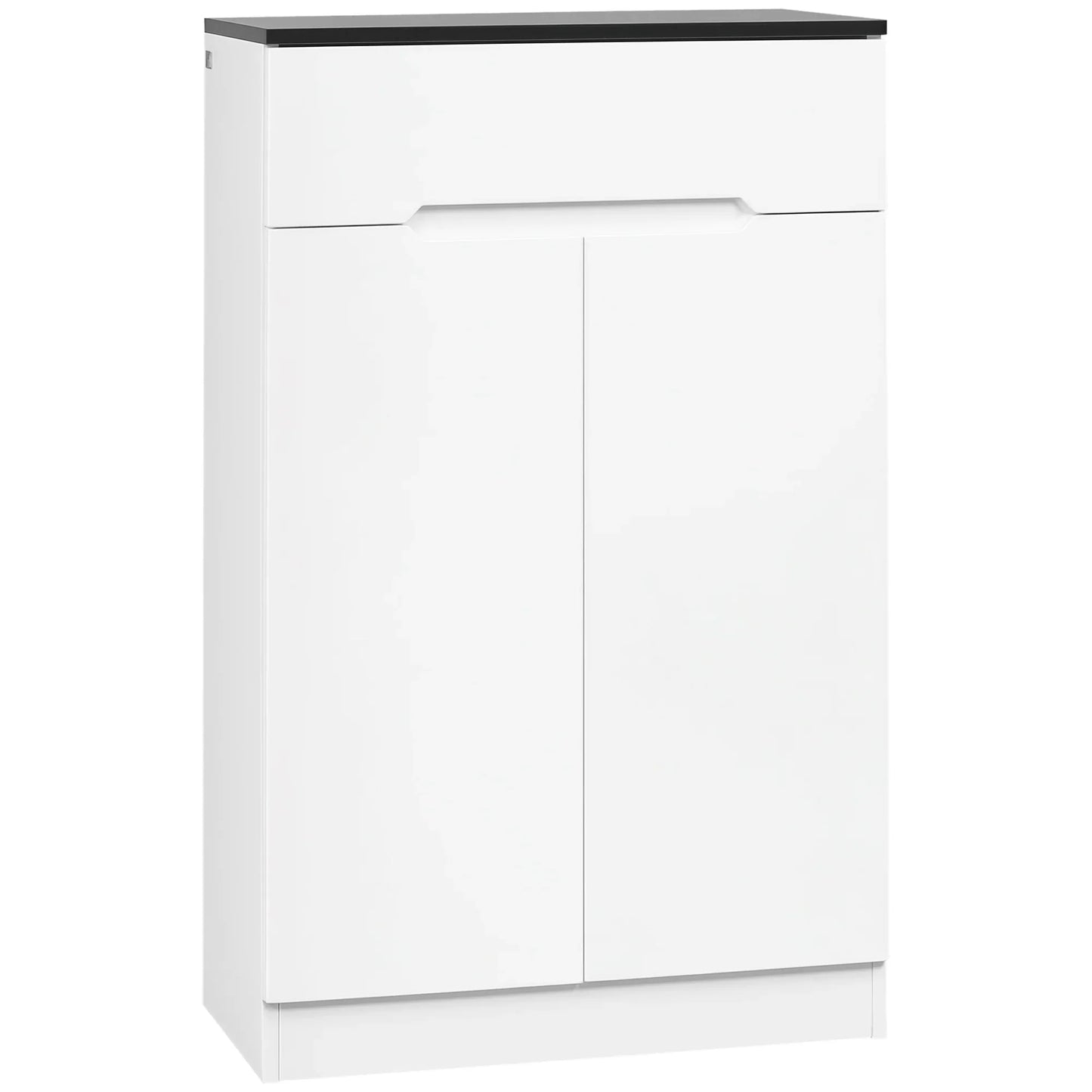 HOMCOM Slim Schuhschrank für bis zu 12 Paare Schuhe für Eingänge und Flure mit 3 verstellbaren Regalen und Schublade aus glänzendem Spanplattenwerkstoff, 60x32x100 cm