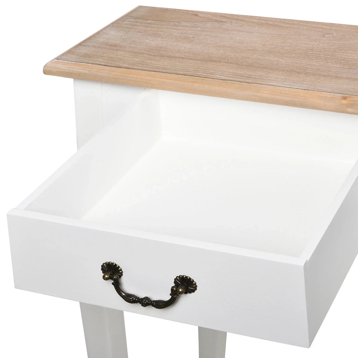 HOMCOM Konsolentisch Beistelltisch mit 2 Schubladen Retro-Design für Flur, Vorzimmer, Wohnzimmer, Schlafzimmer, Kiefer 87x34x78,5 cm Weiß