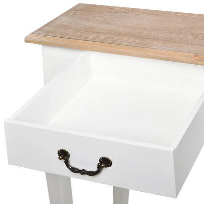 HOMCOM Konsolentisch Beistelltisch mit 2 Schubladen Retro-Design für Flur, Vorzimmer, Wohnzimmer, Schlafzimmer, Kiefer 87x34x78,5 cm Weiß