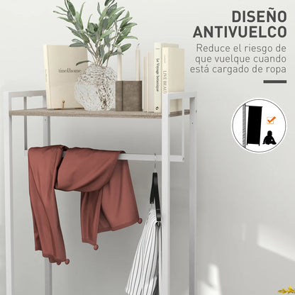 HOMCOM Garderobenständer für Flur mit 3 Stoffschubladen, Kleiderstange und Ablage für Flur, Schlafzimmer, Wohnzimmer 58,5x30x178 cm Natur