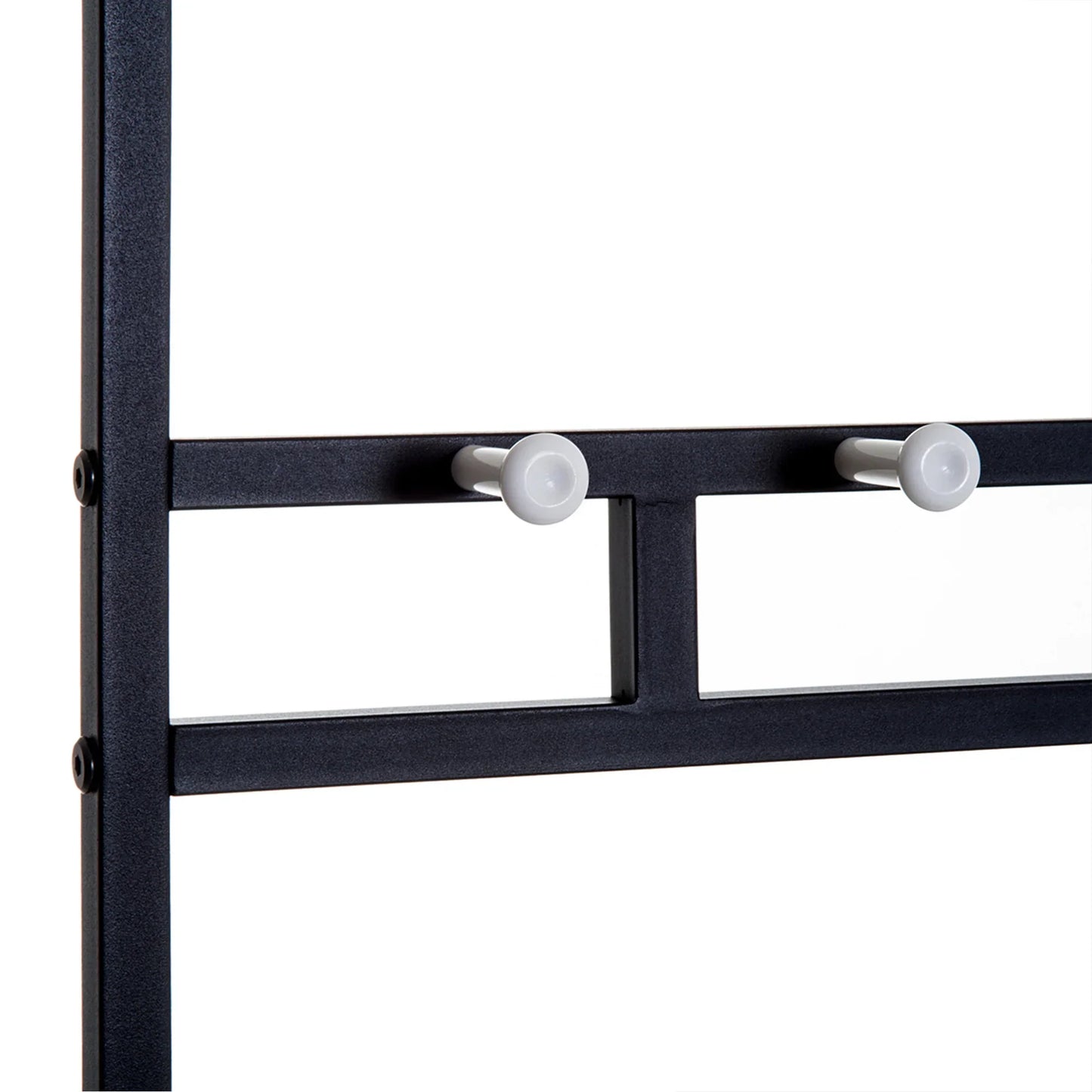 HOMCOM Kleiderständer mit 5 Haken und Schuhbank mit 2 Ebenen, Metallkleiderständer für Flur, Schlafzimmer, 72,5 x 35 x 180 cm